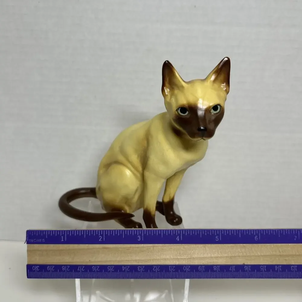 Vtg Ceramic Siamese Cat Hand Painted Choc Point 5.5